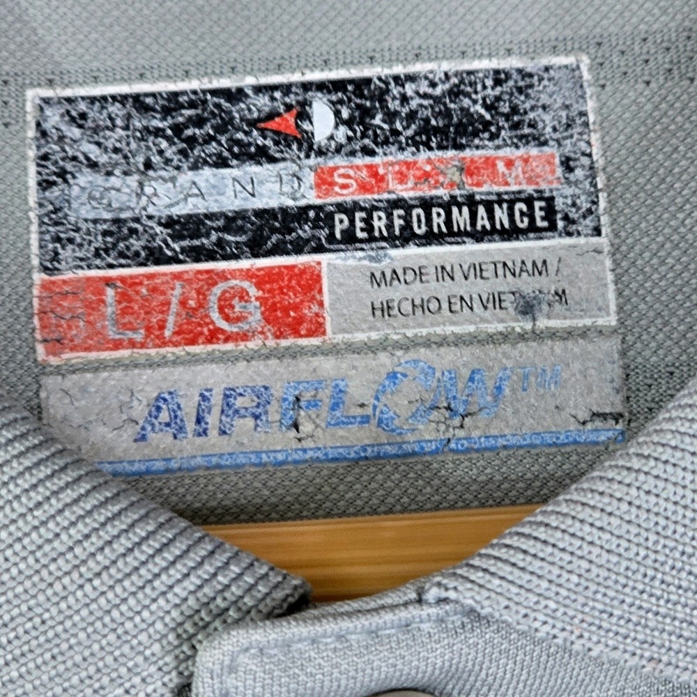 Grand Slam Performance Airflow Mens Large Gray Textured Striped Polo‎ Shirt - Picture 4 of 8